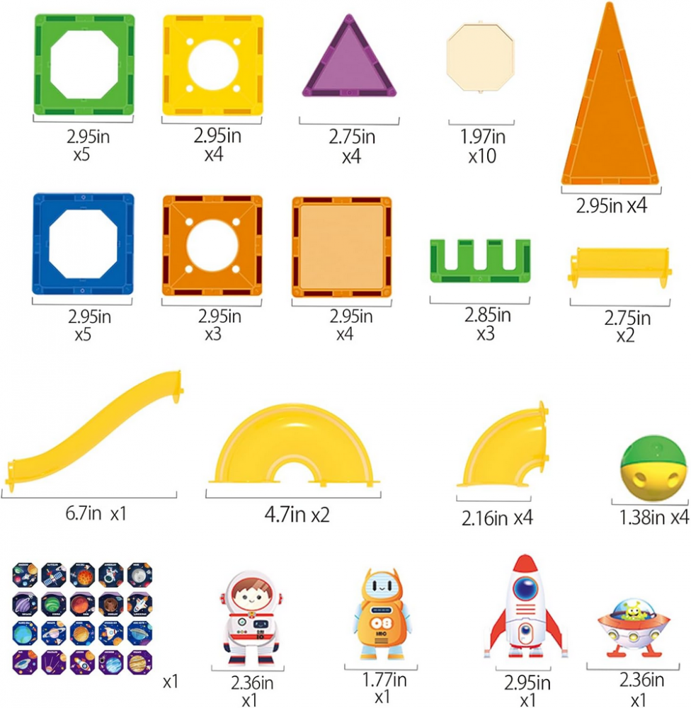 Set Magnetic de Construcție cu Tematică Spațială – 60 Piese, Doloowee,  Jucărie Educațională pentru Copii 3–8 Ani [6]