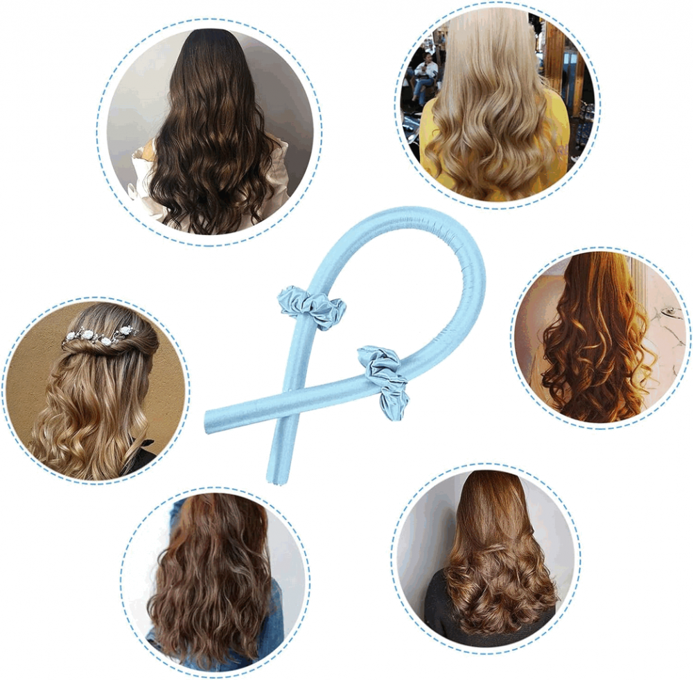 Set pentru ondularea parului fara caldura, ondulator si doua elastice, din microfibra si satin [2]