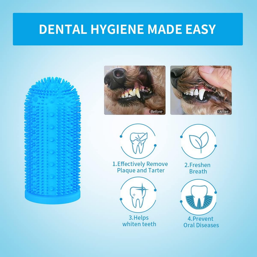 Set 8 Periuțe de Dinți pe Deget pentru Câini și Pisici, Curățare Dentară 360°, din Silicon Sigur, Ideal pentru Îngrijirea Dentară a Animalelor de Companie, PetitePaw [5]