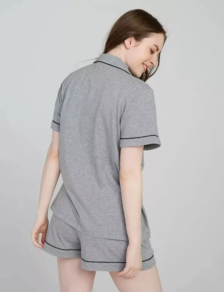 Set Pijama Damă, Bluză și Pantaloni, Croială Lejeră și Confortabilă, LAPASA, L100, gri deschis [4]