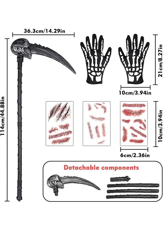 Set Secera pentru Halloween, Barvere, Grim Reaper, Plastic, 114x36,3cm, V2OT [7]
