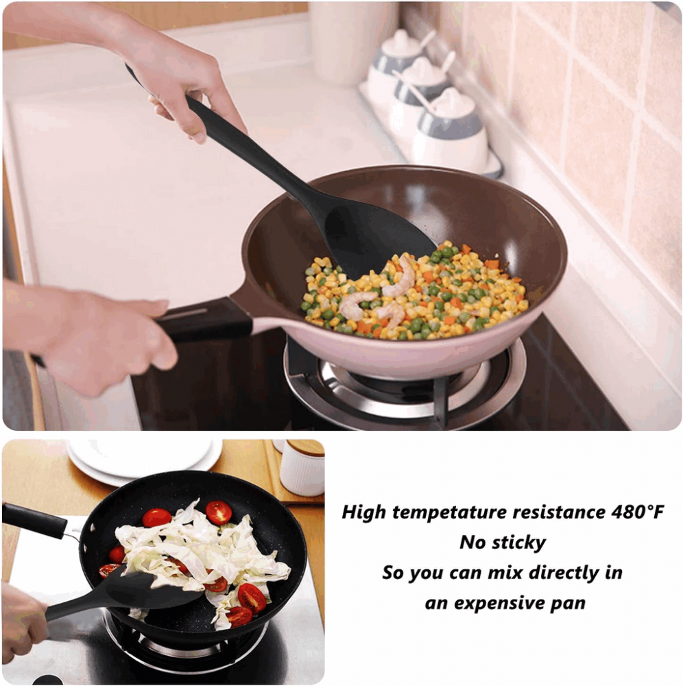 Set ustensile bucatarie 10 piese Silicon alimentar, Termorezistente, Antiaderente, negru, KSD0H [2]