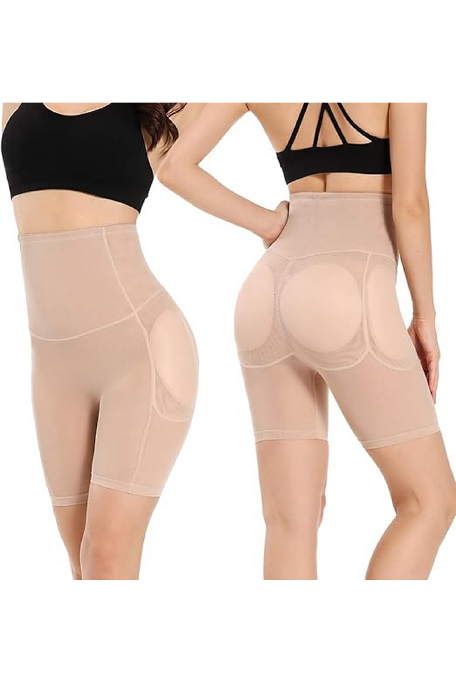 Short modelator cu talie înaltă, conceput pentru a evidenția și îmbunătăți silueta feminină, Joyshaper, bej, 3XL [4]