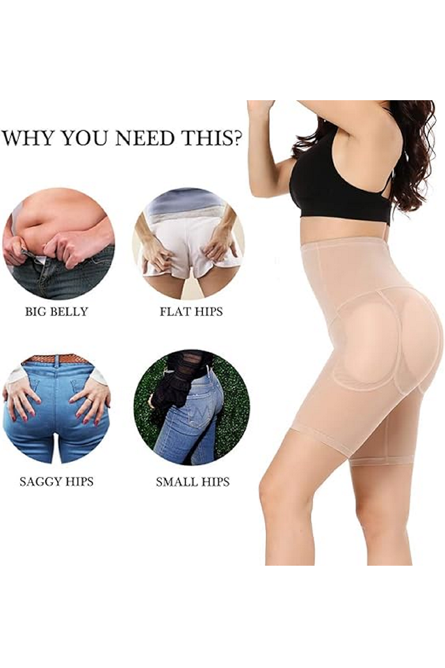 Short modelator cu talie înaltă, conceput pentru a evidenția și îmbunătăți silueta feminină, Joyshaper, bej, 3XL [6]