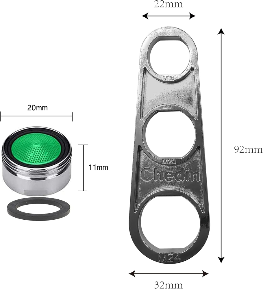 Sita aerator baterie M20 perlator robinet cromat set 6 bucati cu cheie si garnituri [2]