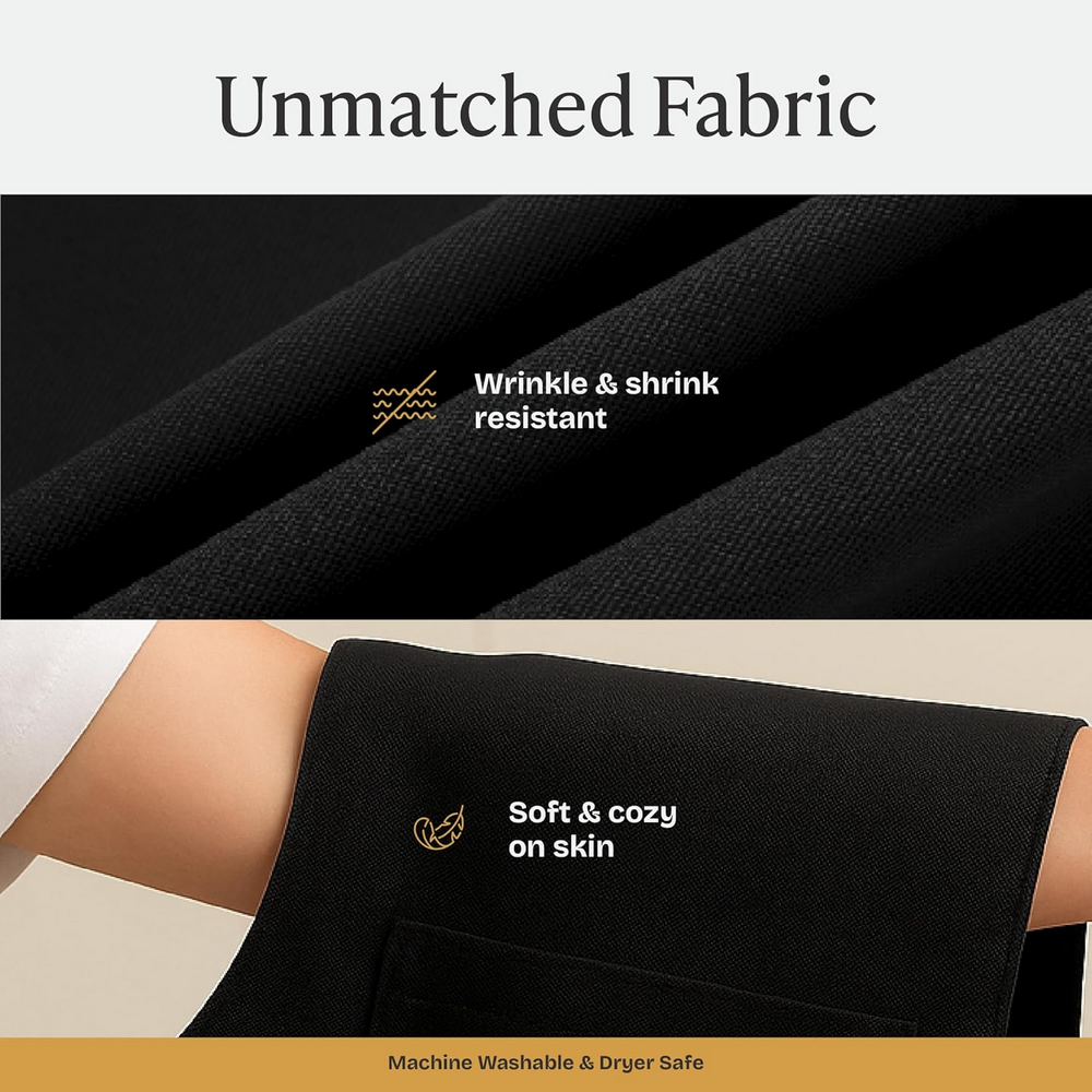 Sort de bucatarie pentru barbati si femei, dimensiune mare 84 x 69 cm, Will Well, Culoare neagra, material rezistent si usor, cu 2 buzunare incapatoare [3]