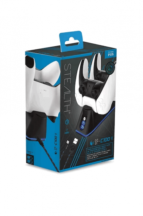 Statie dubla de incarcare pentru controller PS5, Stealth, Negru [5]