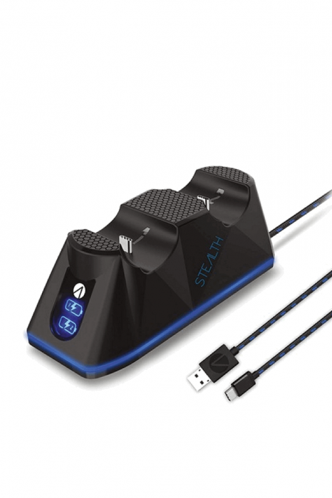Statie dubla de incarcare pentru controller PS5, Stealth, Negru [4]