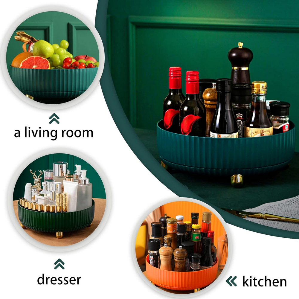 Suport Rotativ pentru Depozitare – Organizator 360° pentru Condimente, Cosmetice sau Accesorii (Verde Inchis) [4]