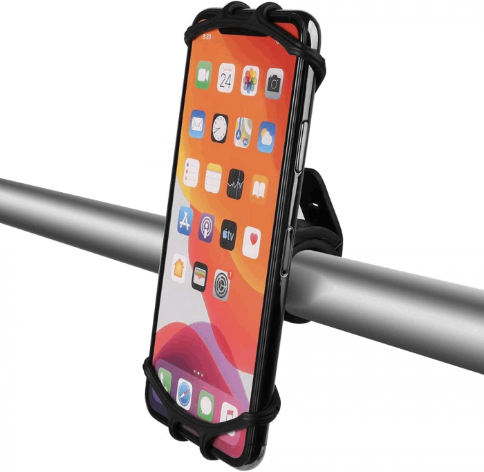 Suport Telefon Universal pentru Bicicleta, din Silicon, rotativ 360⁰, Montaj pe Ghidon, Compatibil Bicicleta, Carut, Trotineta, Scuter, negru [5]