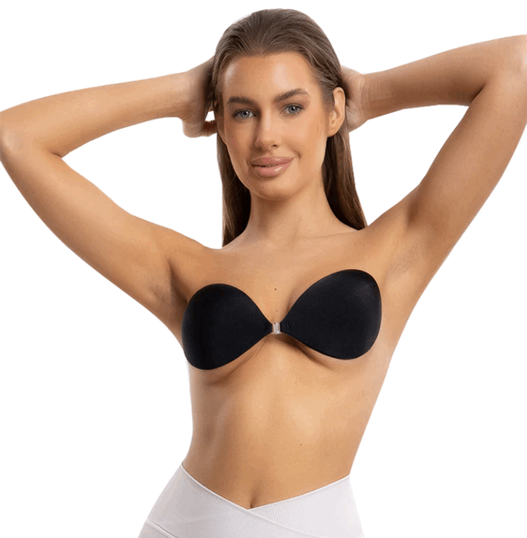 Sutien adeziv Niidor invizibil, cu set de acoperitoare pentru sfarcuri, Cupa D, Negru, Z02Q5 [5]