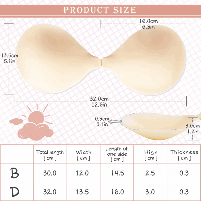 Sutien autoadeziv din silicon pentru femei, in forma de V, cupa B, lavabil, reutilizabil [5]