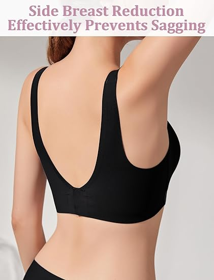 Sutien FEOYA, Fără Sârmă, Push-Up, Acoperire Completă, Ușor și Confortabil, Negru [2]