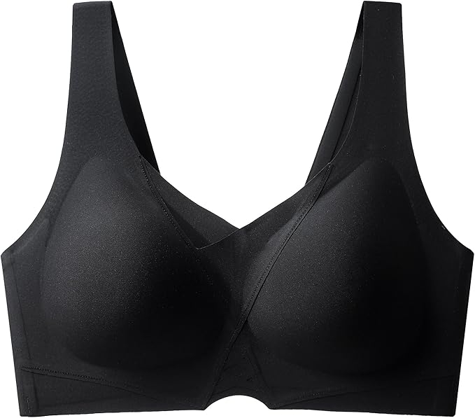 Sutien FEOYA, Fără Sârmă, Push-Up, Acoperire Completă, Ușor și Confortabil, Negru [5]