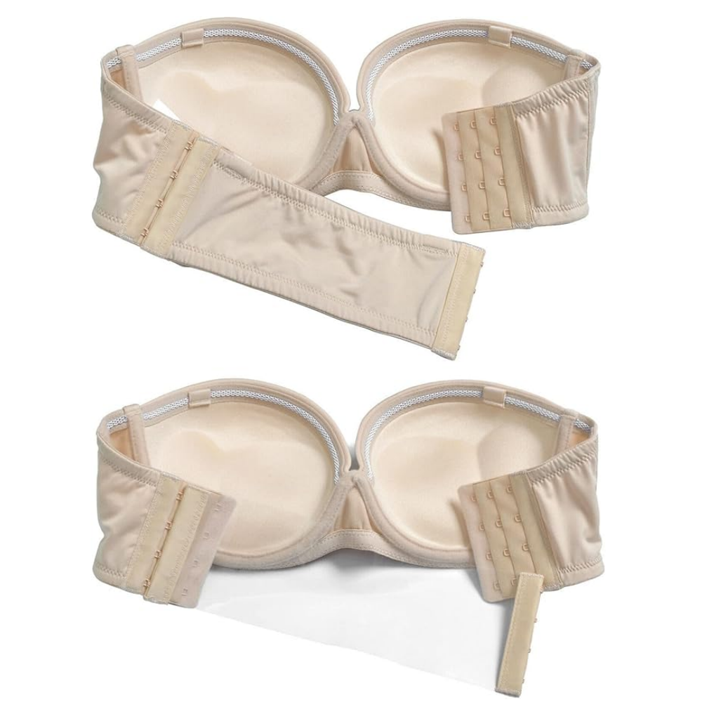 Sutien Push-Up Fara Bretele si Spate, cu Cupe Intarite si Bretele Transparent/Invizibile,YANDW, Nude, marime 75C [5]