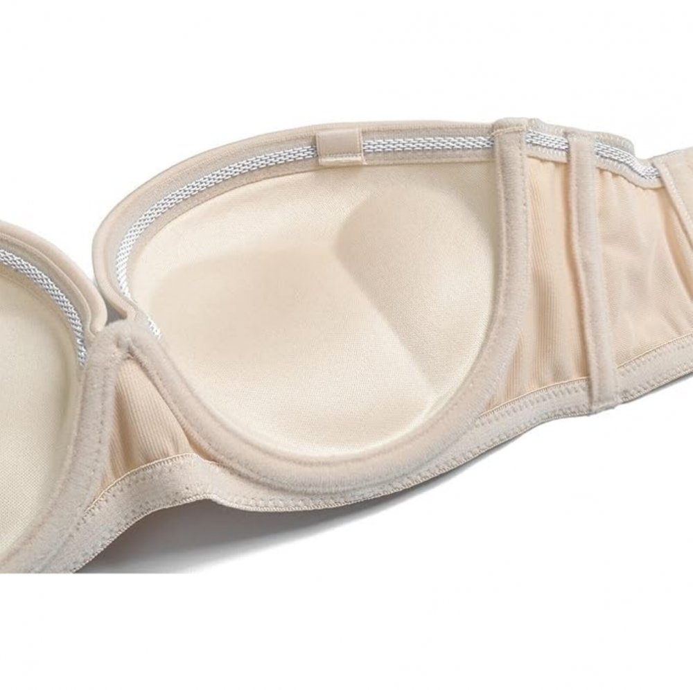 Sutien Push-Up Fara Bretele si Spate, cu Cupe Intarite si Bretele Transparent/Invizibile,YANDW, Nude, marime 75C [7]