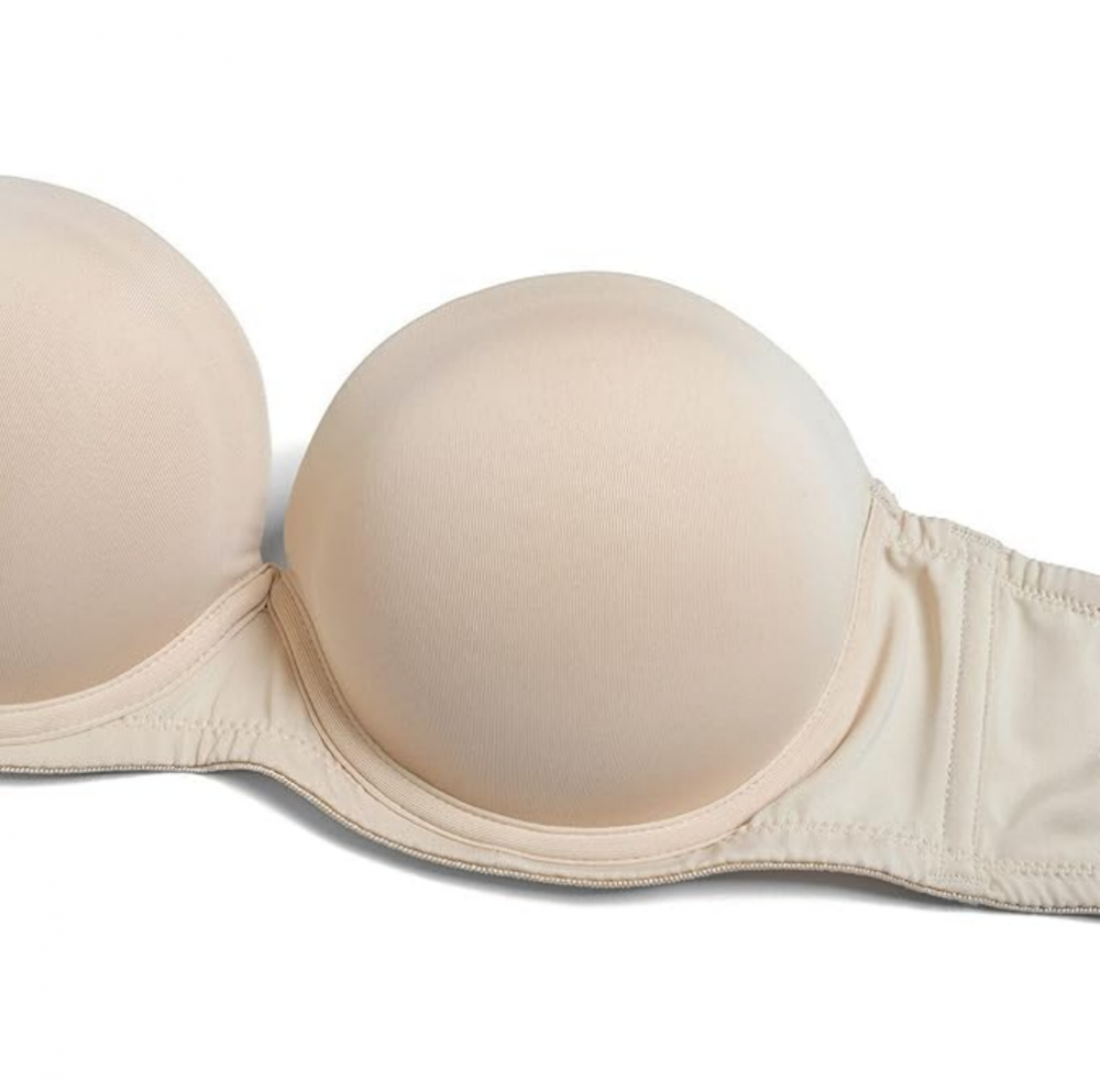 Sutien Push-Up Fara Bretele si Spate, cu Cupe Intarite si Bretele Transparent/Invizibile,YANDW, Nude, marime 75C [6]