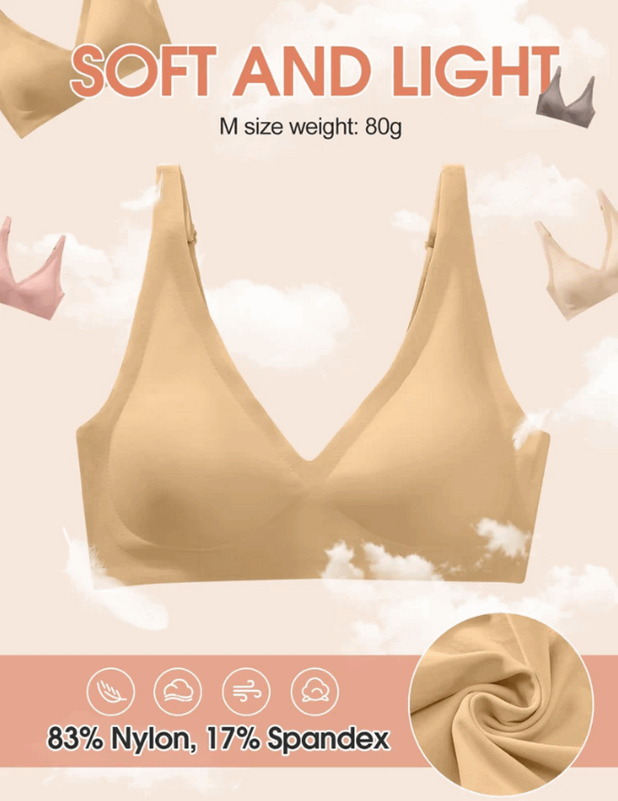Sutien Wireless Nadeer pentru Femei, Confortabil, Push-Up cu Design Deep V, Ajustabil, Culoare Khaki [5]