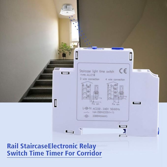 Temporizator Mecanic DEWIN 220–240V pentru Iluminat Scări, Cutii Luminoase și Aparate Electrice – Timp Reglabil 0.5–20 Min, Releu Electronic Automat pentru Economie de Energie [5]