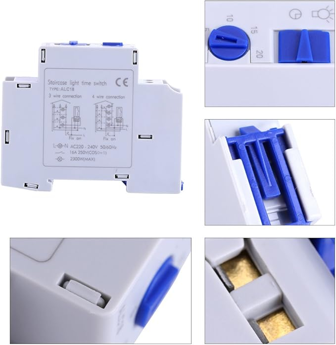 Temporizator Mecanic DEWIN 220–240V pentru Iluminat Scări, Cutii Luminoase și Aparate Electrice – Timp Reglabil 0.5–20 Min, Releu Electronic Automat pentru Economie de Energie [9]