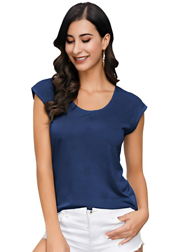 Tricou cu maneca scurta pentru femei, Marimea S, ELFIN, model cu stele, Navy [1]