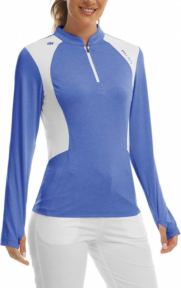 Tricou sport cu mânecă lungă dama, respirabil, MoFiz, albastru [2]