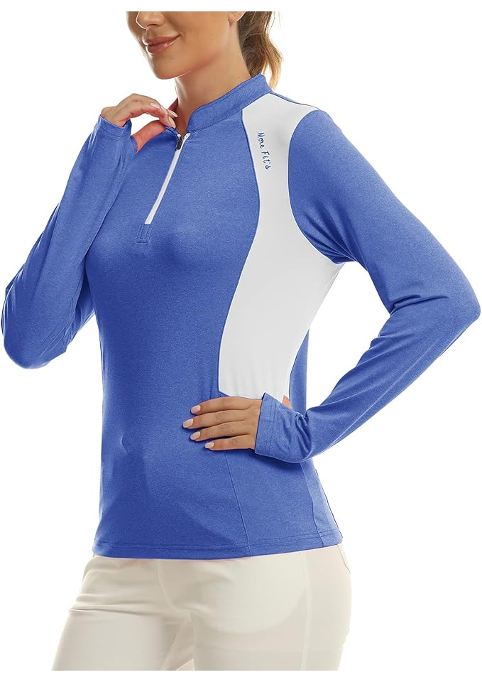 Tricou sport cu mânecă lungă dama, respirabil, MoFiz, albastru [5]