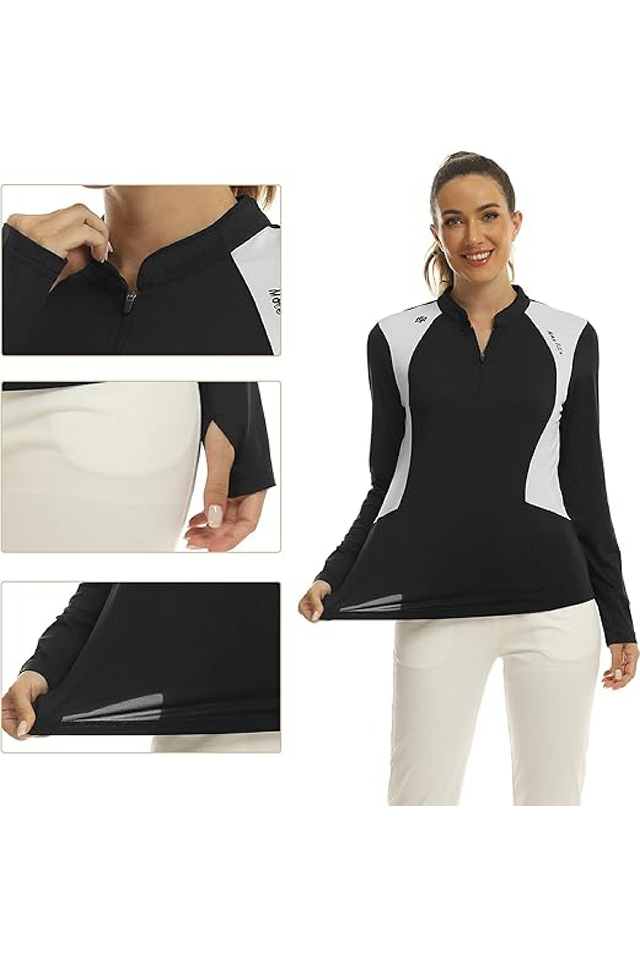 Tricou sport cu mânecă lungă dama, respirabil, MoFiz, negru [5]