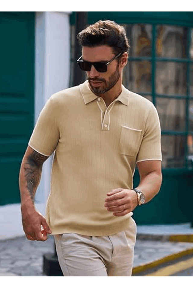 Tricou tricotat tip polo barbati, ELEGANCITY [3]