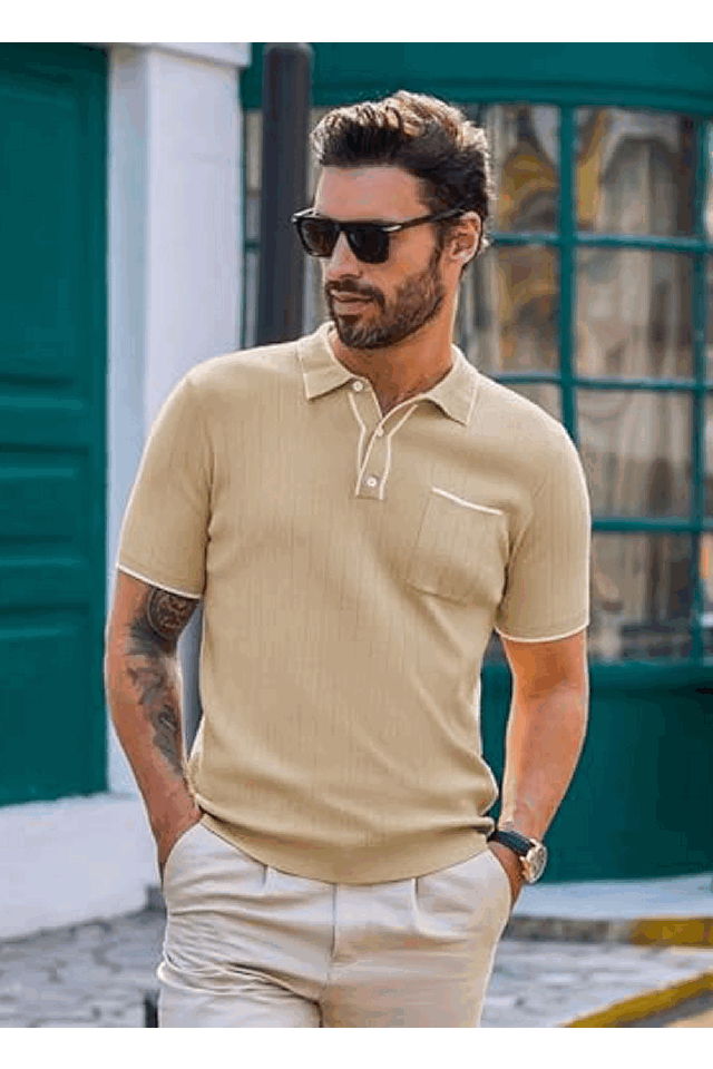 Tricou tricotat tip polo barbati, ELEGANCITY [2]