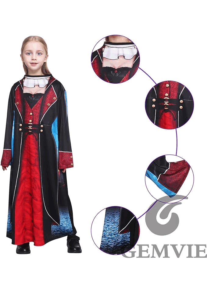 Tunica de vampir pentru fete, GEMVIE, 110-120 cm, 4-6 ani [4]