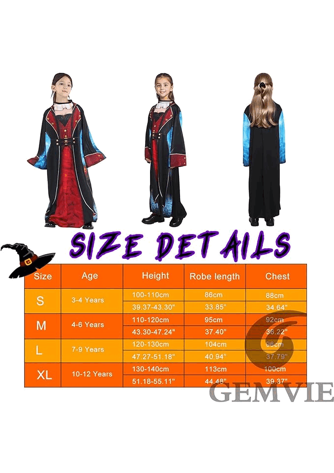 Tunica de vampir pentru fete, GEMVIE, 110-120 cm, 4-6 ani [5]