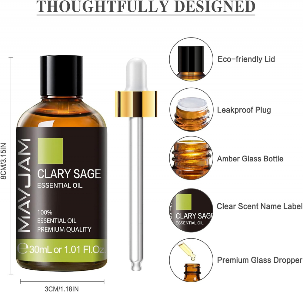 Ulei Esențial de Salvie Clary MAYJAM, Ideal pentru Difuzor, Umidificator, DIY și Aromaterapie, 30 ml [2]