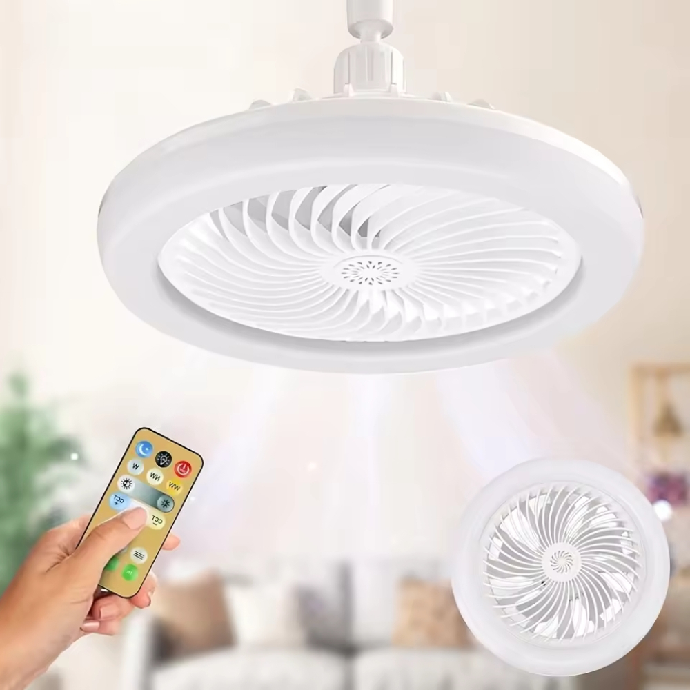 Ventilator de tavan cu lumina LED alimentare la dulie E27 25 cm cu telecomanda pentru dormitor [3]