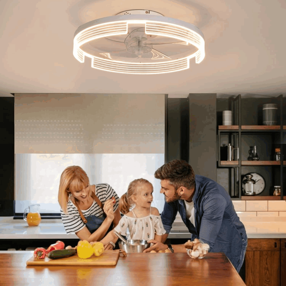 Ventilator de tavan inteligent alb cu LED inclus si telecomanda, LED 30W, 6 trepte de viteza, dimabila 3000-6000K, Caneoe, alb, 13DD [8]