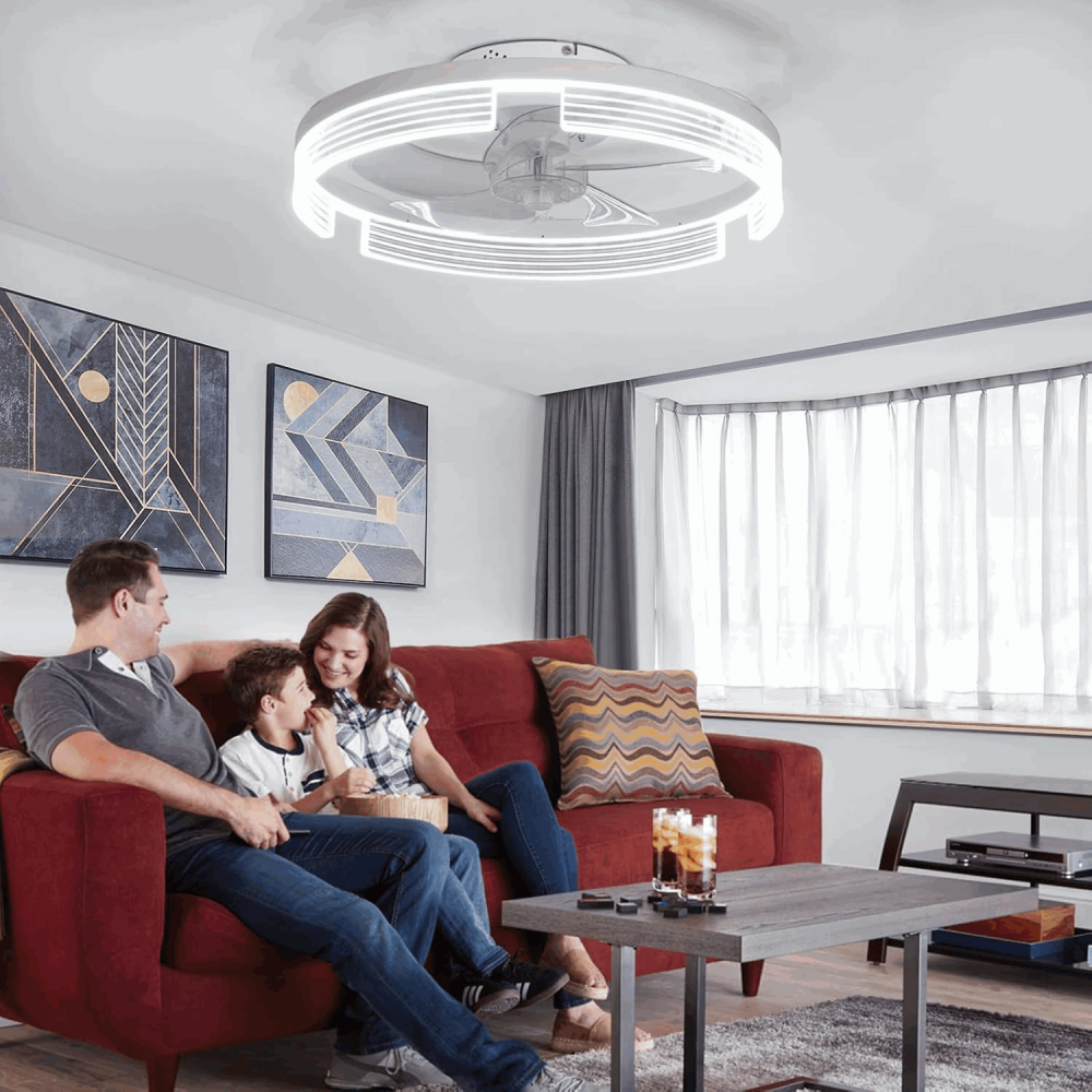 Ventilator de tavan inteligent alb cu LED inclus si telecomanda, LED 30W, 6 trepte de viteza, dimabila 3000-6000K, Caneoe, alb, 13DD [7]