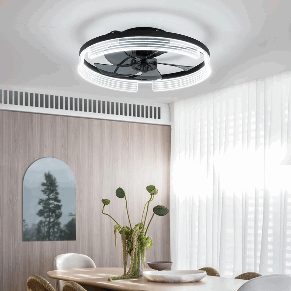 Ventilator de tavan inteligent alb cu LED inclus si telecomanda, LED 30W, 6 trepte de viteza, dimabila 3000-6000K, Caneoe, NEGRU, 57KL [3]