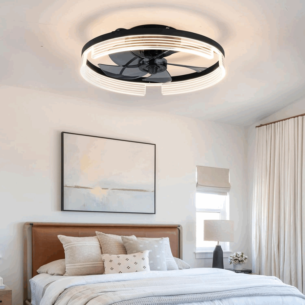 Ventilator de tavan inteligent alb cu LED inclus si telecomanda, LED 30W, 6 trepte de viteza, dimabila 3000-6000K, Caneoe, NEGRU, 57KL [6]