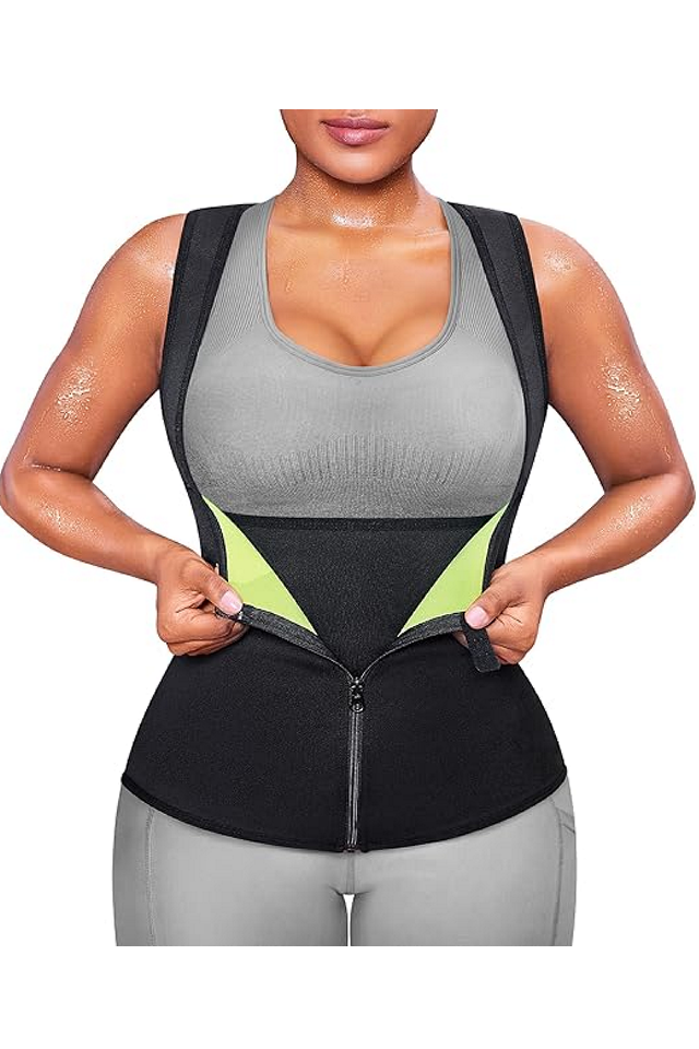 Vesta neopren femei pentru slabit si modelare corporala cu fermoar, Negru, XL [1]