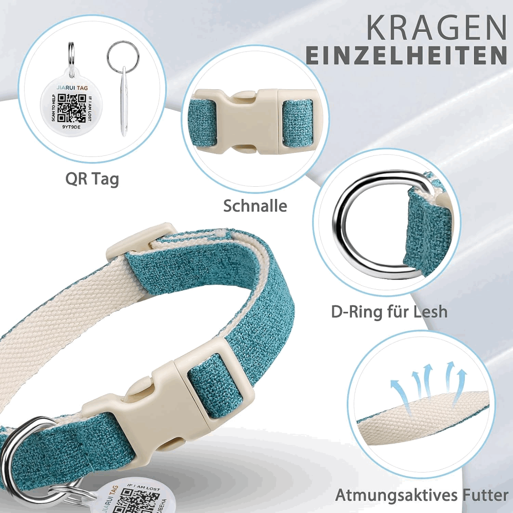 Zgarda pentru Câine cu Etichetă QR Code, personalizata, marime M, culoare albastru, ZM0F [4]