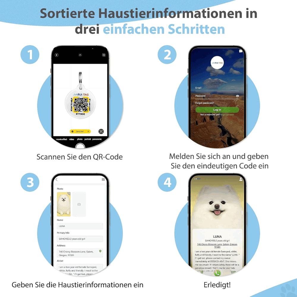 Zgarda pentru Câine cu Etichetă QR Code, personalizata, marime M, culoare albastru, ZM0F [7]