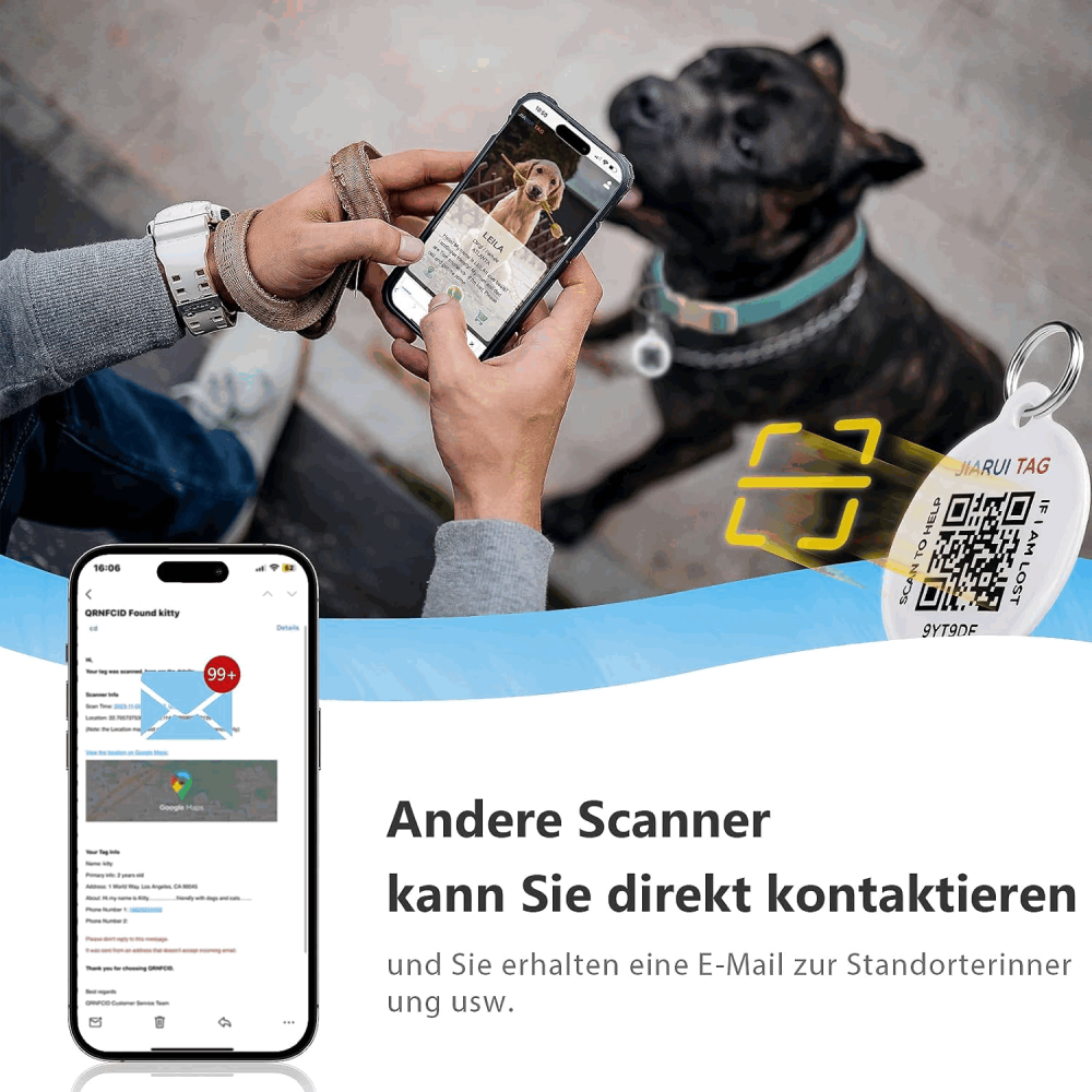 Zgarda pentru Câine cu Etichetă QR Code, personalizata, marime M, culoare albastru, ZM0F [6]
