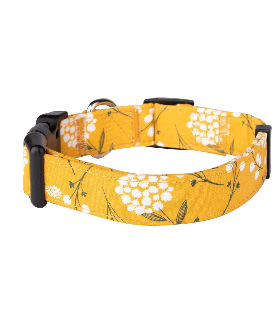 Zgarda pentru caini de talie mica, model Yellow Spring, confortabila, rezistenta si cu design floral, galben, marime S [1]