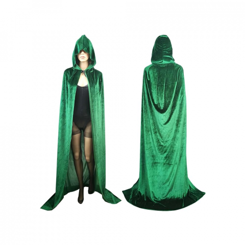 Costume Halloween - Pelerina cu gluga din catifea pentru Halloween, Craciun, petreceri cosplay, vampir, vrajitoare, mag, adulti si copii, marime S, 110 cm