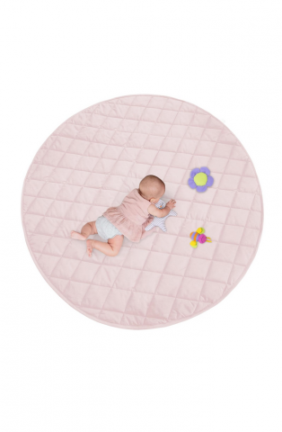 Copii & Bebe - Paturica de joaca pentru bebelusi, roz, 140 cm diametru, material bumbac si poliester