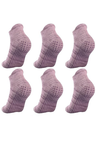 Sport & Travel - Set 6 perechi sosete unisex, anti-alunecare pentru Yoga, Pilates, bumbac, Alaplus, marime 38-46