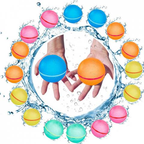 Set 12 Baloane de Apa Reutilizabile, Umplere Rapida, Silicon Moale, Jucarii de Vara pentru Copii 4-12 Ani, Activitati in Aer Liber, Piscina, Plaja [1]