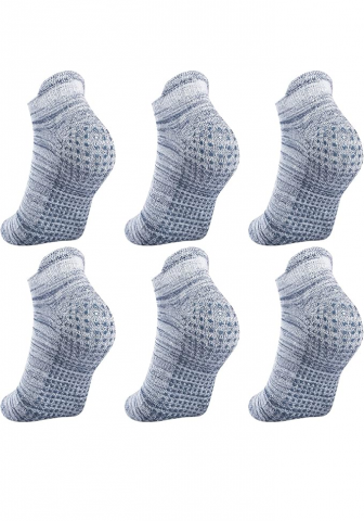 Sport & Travel - Set 6 perechi sosete unisex, anti-alunecare pentru Yoga, Pilates, bumbac, Alaplus, marime 38-46