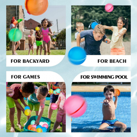 Set 12 Baloane de Apa Reutilizabile, Umplere Rapida, Silicon Moale, Jucarii de Vara pentru Copii 4-12 Ani, Activitati in Aer Liber, Piscina, Plaja [6]