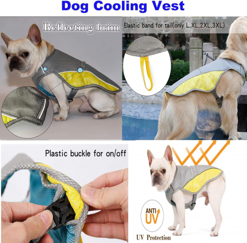 Vesta racire pentru caini, calitate premium, plasa respirabila, racoroasa, gri/galben [5]